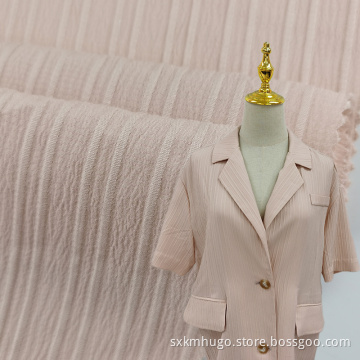 Comfortable Bark Crepe Pure White Woven Chiffon Fabric